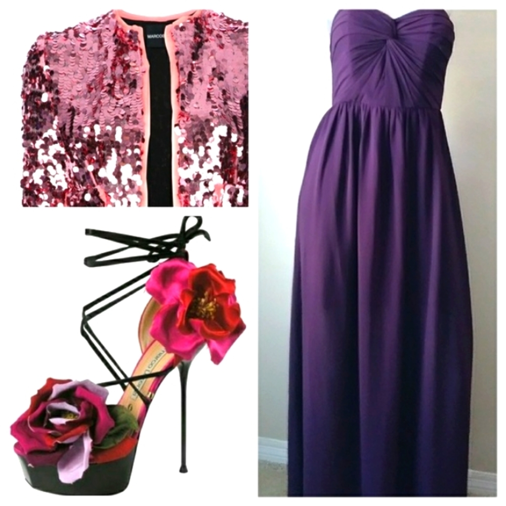 MINUET Cocktail Evening Party Chiffon Flowy Strapless Maxi Dress